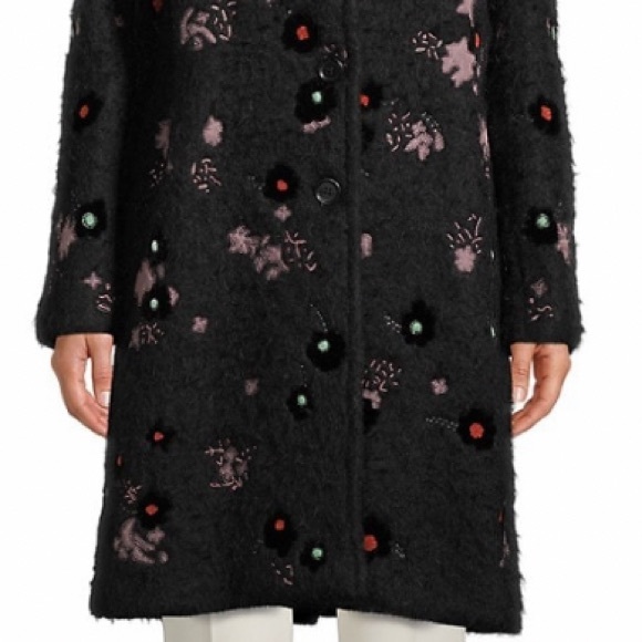 VALENTINO COUTURE BLACK EMBROIDERED EMBELLISHED WOOL BLEND LUXURY COAT SIZE 4 - Picture 6 of 16